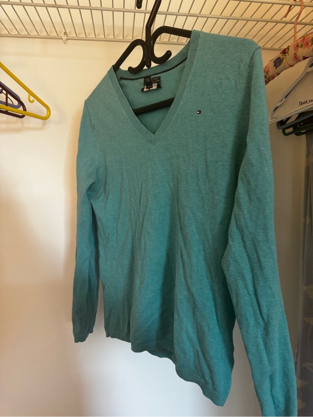Tommy Hilfiger Women's V-Neck Sweater - Teal Green
